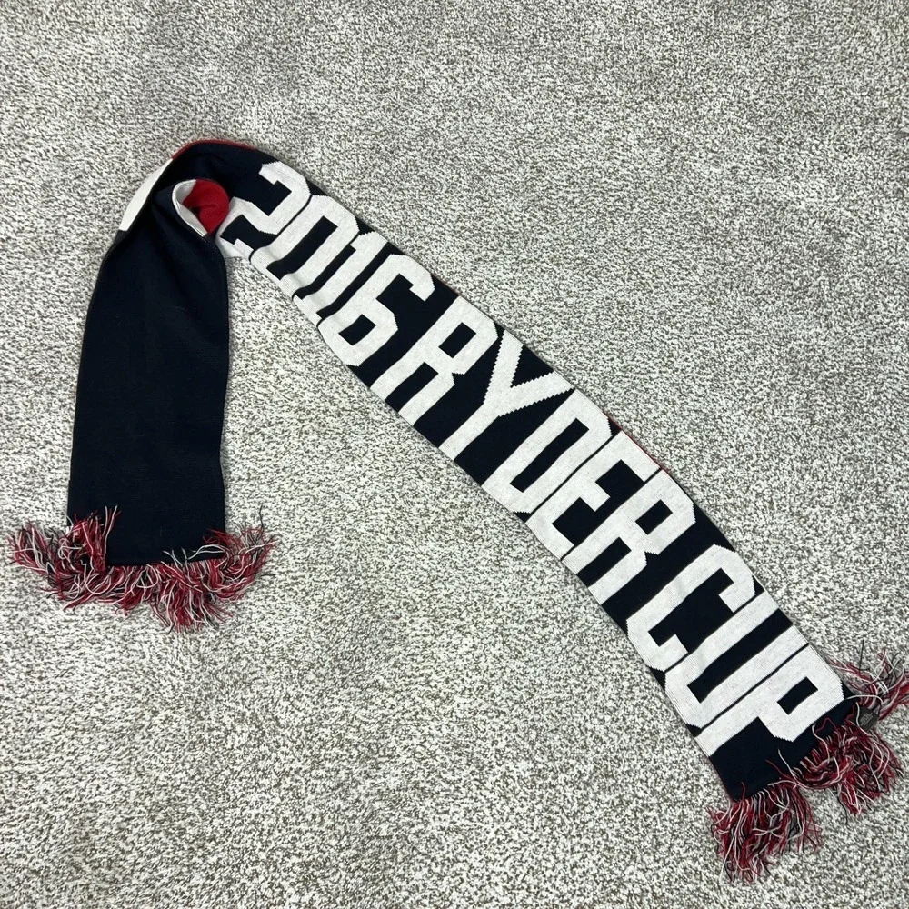 Ryder Cup Scarf Mens Womens Red Navy White Golf 2016 Striped Knit Fringe Winter